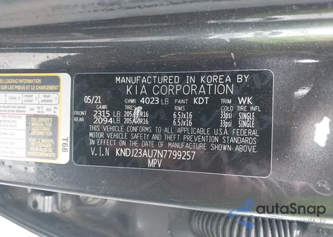 2022 Kia Soul Lx из США, поврежденный, VIN KNDJ23AU7N7799257